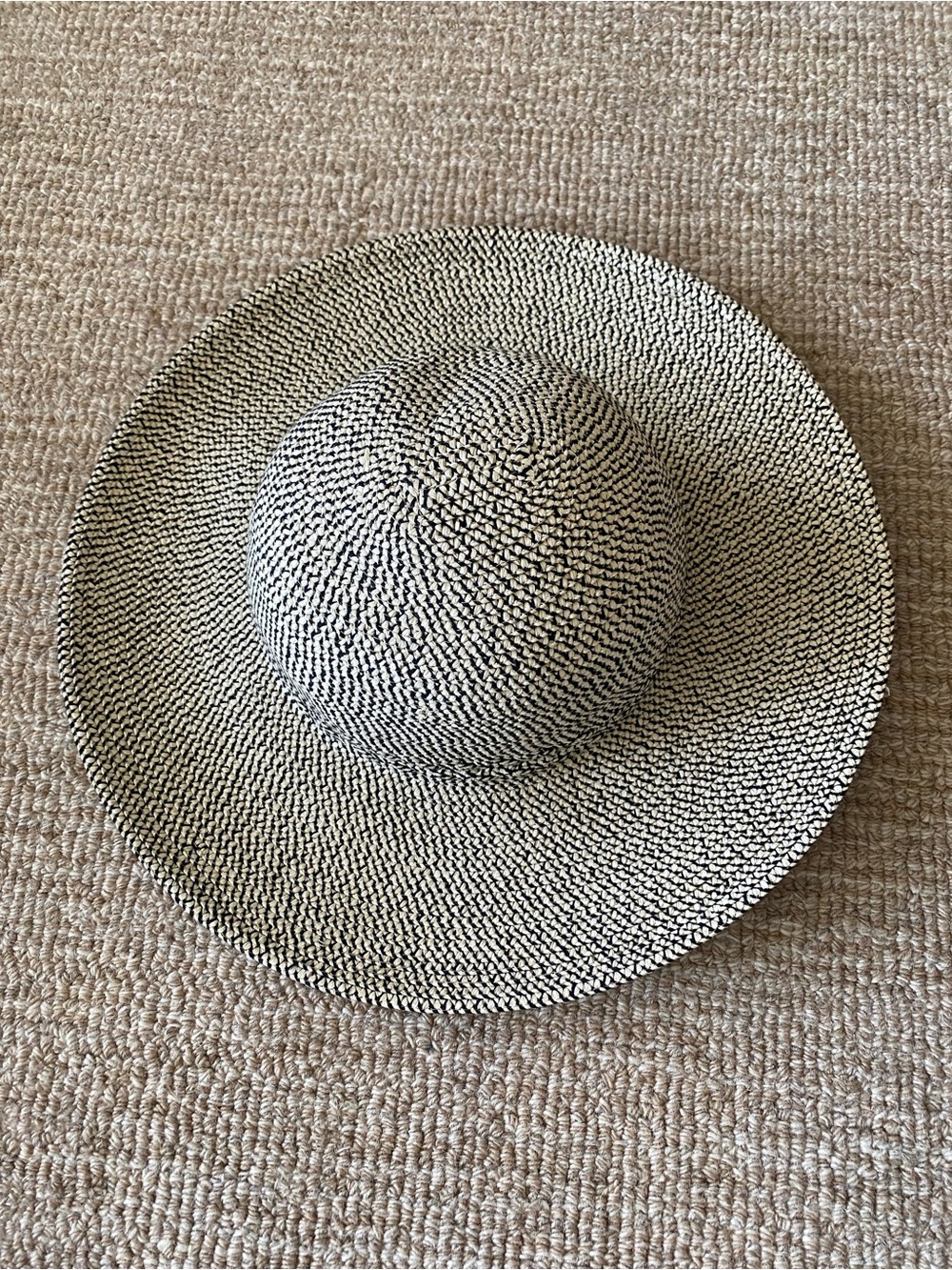 Sunday Two-Tone Woven Poly Blend Sun Hat - Black & Cream